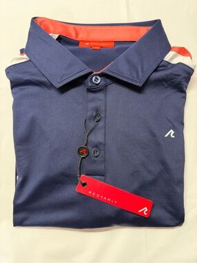 Redvanly Men's Navy Polo with‎ Coral Contrast